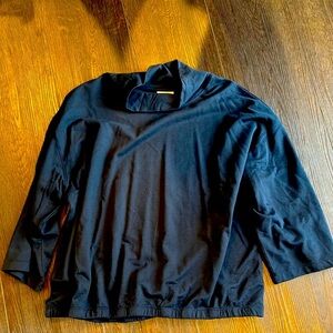 NWOT J.Jill FIT Navy Mock Neck 3/4 Sleeve Top With Elasticized Waist - 2XL